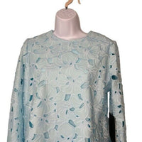 Tuckernuck NEW Aqua Floral Lace Camilla Long Flared Sleeve Mini Dress Size L