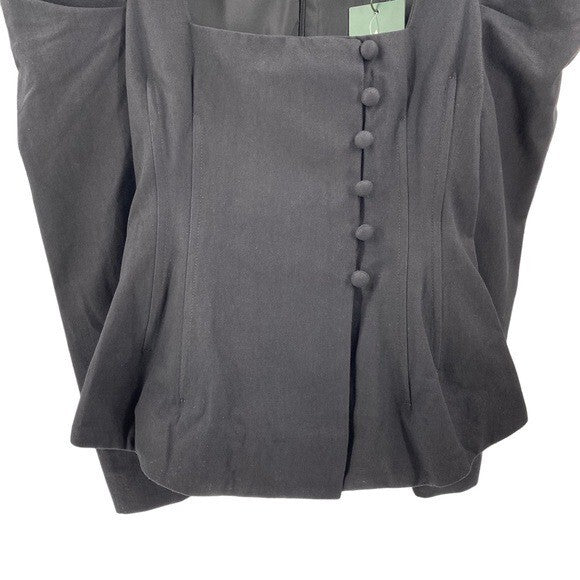 Tuckernuck NEW Black Calla Structured Puff Sleeve Button Blouse Size XS