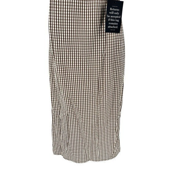 Pomander Place NEW Brown Gingham Seersucker Zacara Maxi Dress Size XL