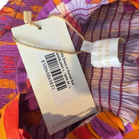 Sheridan French NEW Kelly Maxi Bow Dress in Sunset Ikat Purple Orange Size L