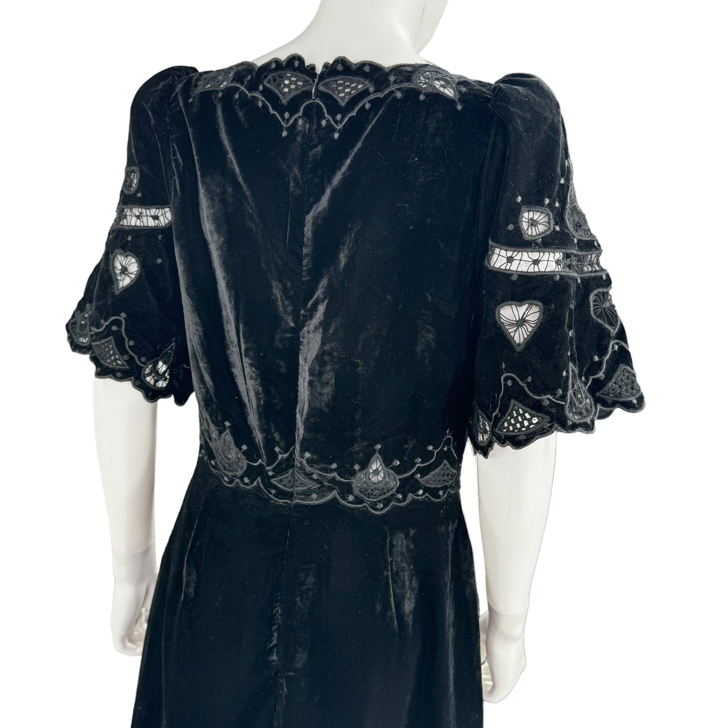 Sea New York Eliana Embroidery Velvet Short Sleeve Midi Dress