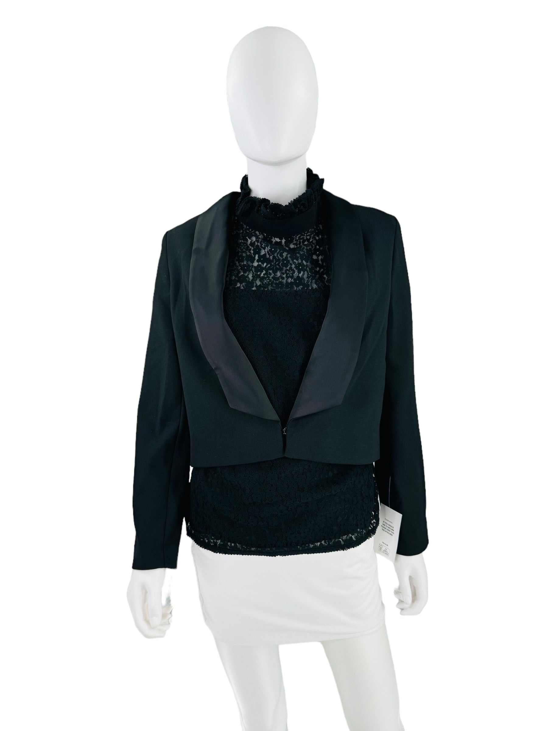 Rixo London Black Otto Cropped Tuxedo Jacket