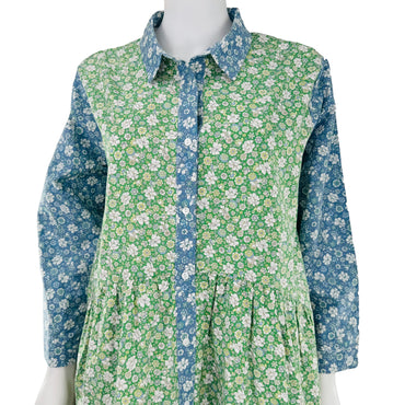 Hyacinth House Floral Print Blocked Celeste Shirt Dress