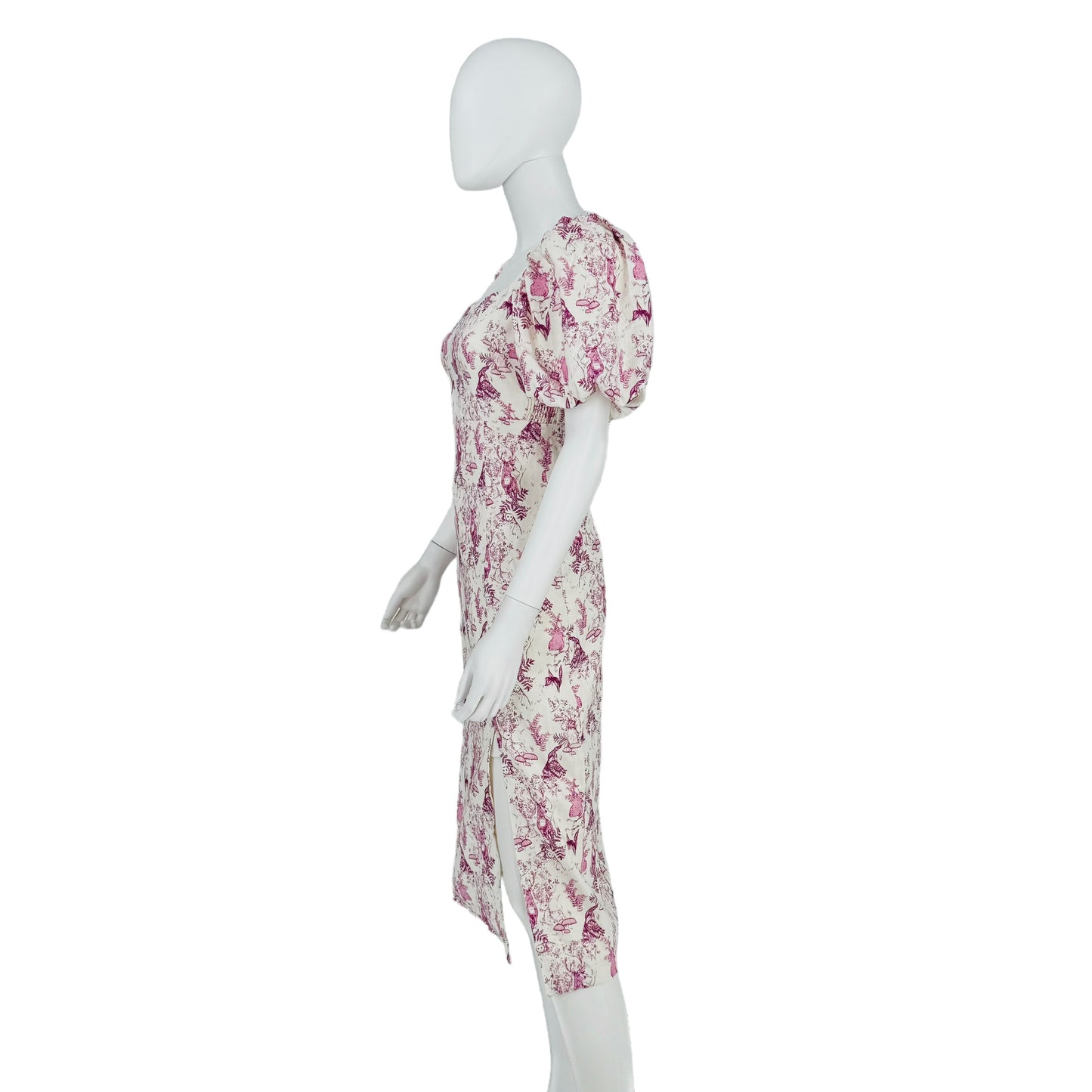 Hyacinth House Pink and White Woodland Wilma Midi Dress