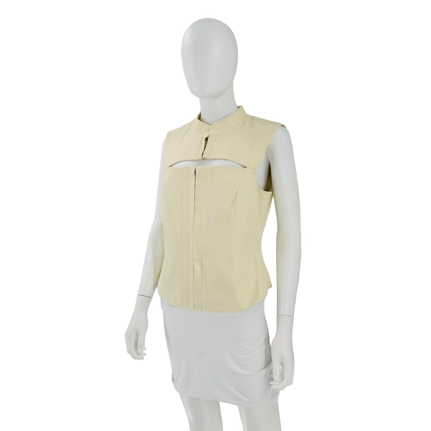 LOBA Paulina Cut Out Sleeveless Top in Beige