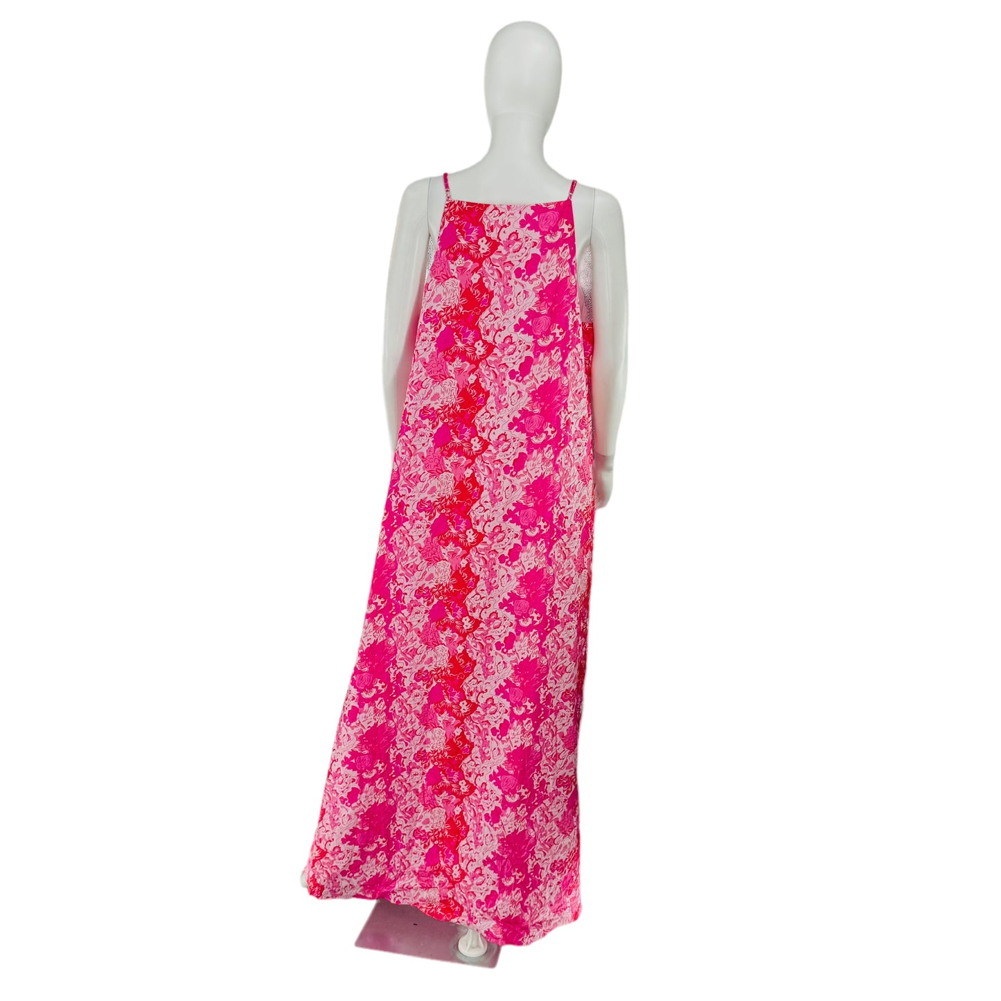 Hyacinth House Pink and Red Boho Floral High Neck Maxi Dress