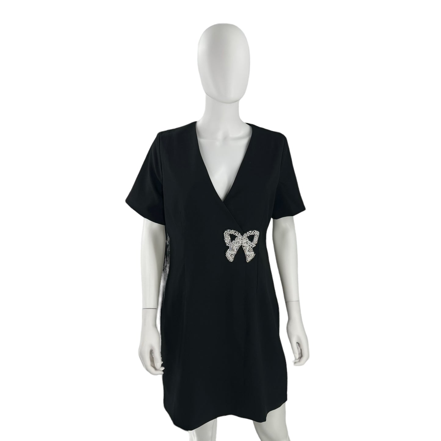 Hyacinth House Beaded Bow Amal Black Mini Dress