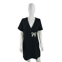 Hyacinth House Beaded Bow Amal Black Mini Dress