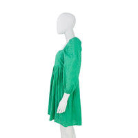 Pomander Place Green Embroidered Puff Sleeve Elizabeth Mini Dress