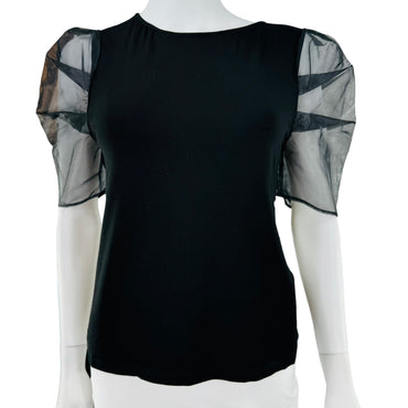 Hyacinth House Black Tulle Sleeve Darby Blouse