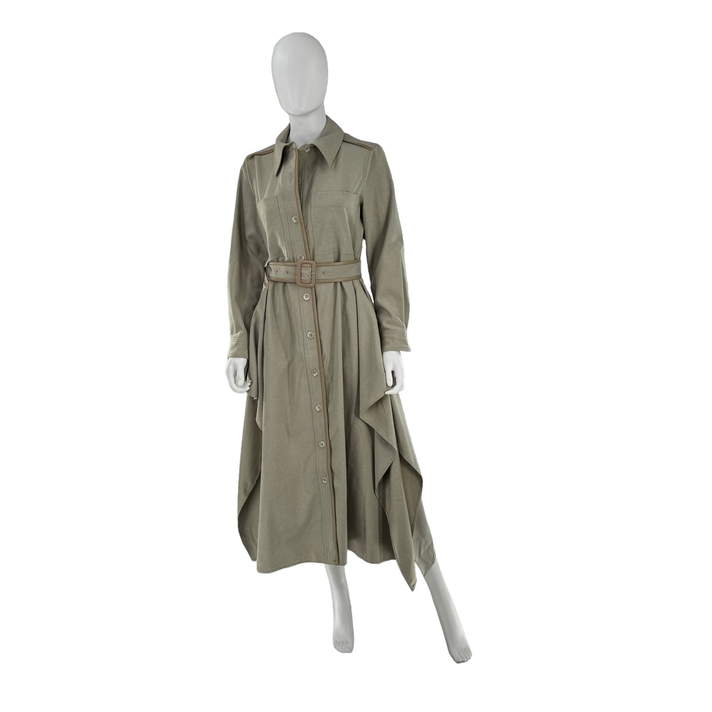 Tuckernuck Sage Green Faux Leather Trim Maxi Dress