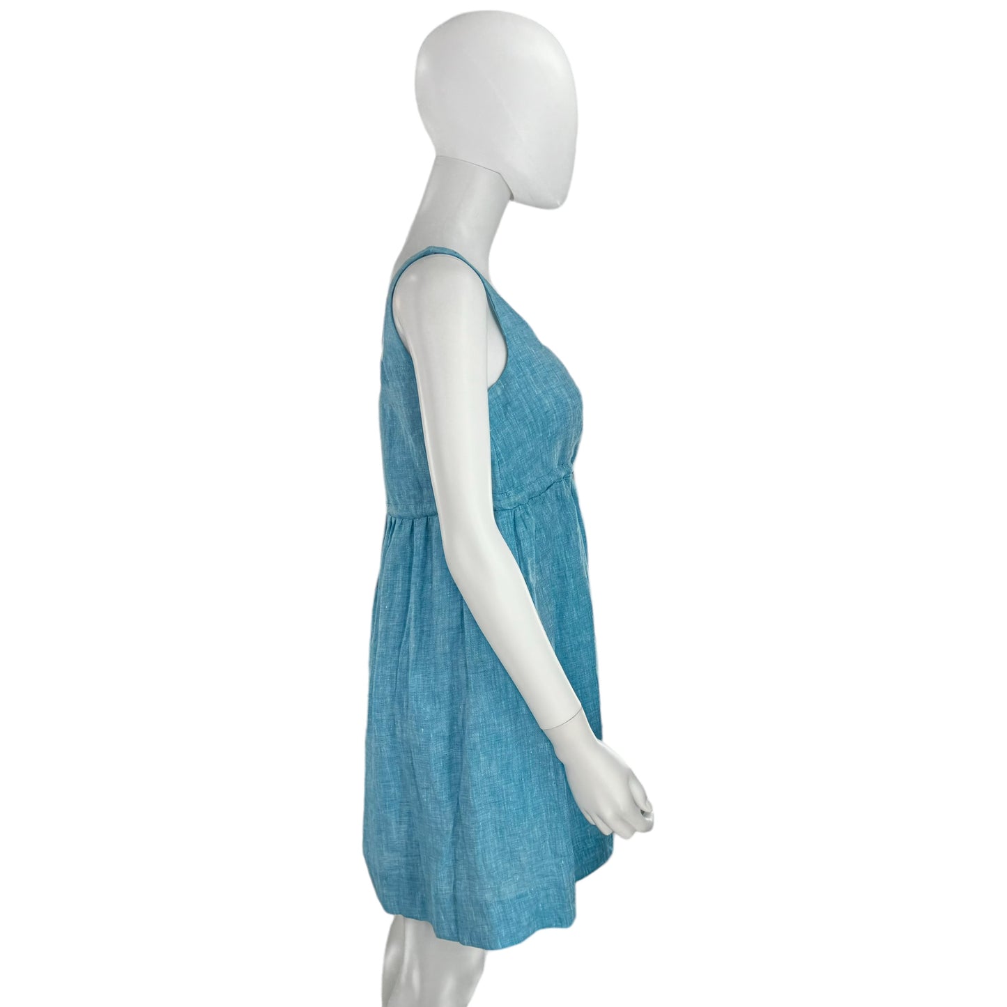 Pomander Place Aqua Blue Sabella Linen Casual Mini Dress