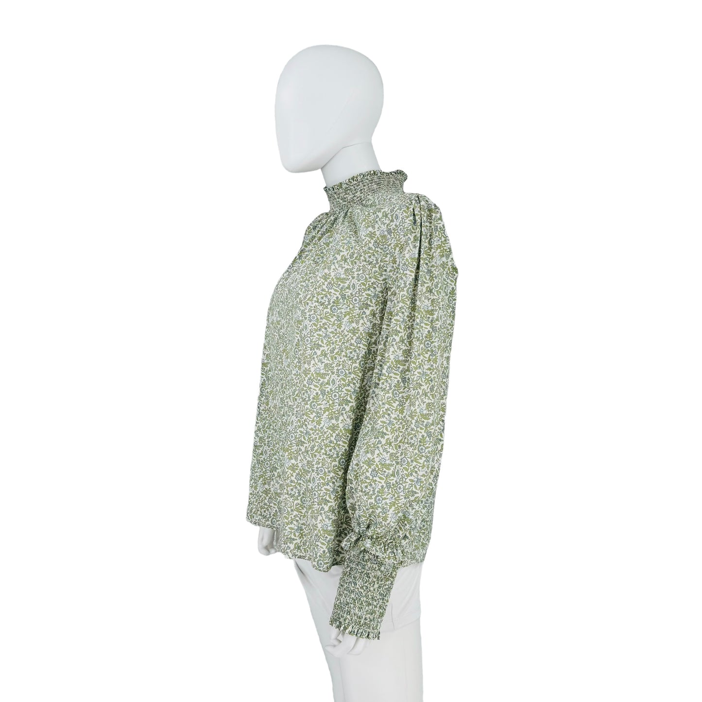 Hyacinth House Sage Floral Mock Neck Long Sleeve Blouse