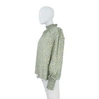 Hyacinth House Sage Floral Mock Neck Long Sleeve Blouse