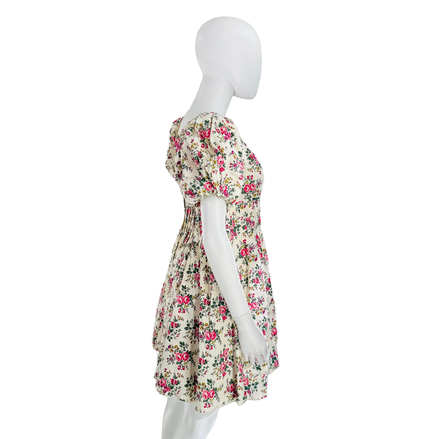 Hyacinth House Ivory Pink Floral Puff Sleeve Mini Dress