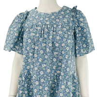 Hyacinth House Slate Blue Short Sleeve Floral Mini Dress