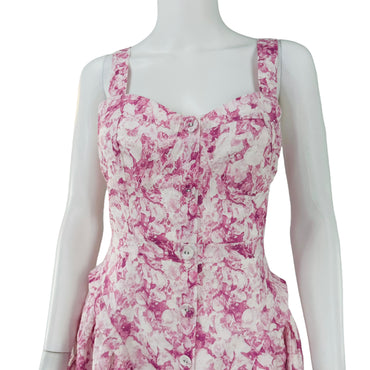 Hyacinth House Pink Abstract Floral Rosemary Drop Waist Mini Dress