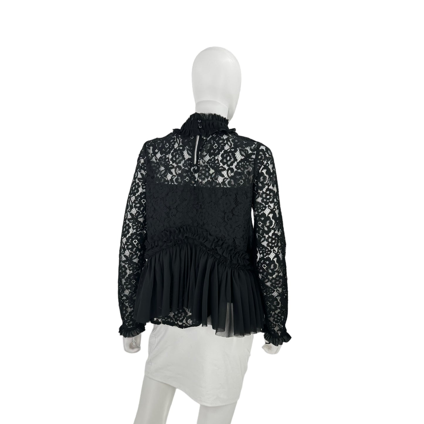 Tuckernuck Black Lace Myla Peplum Blouse