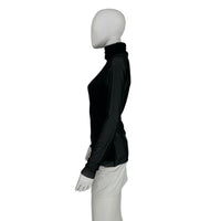 Ganni Black Mesh Long Sleeve Turtleneck Top