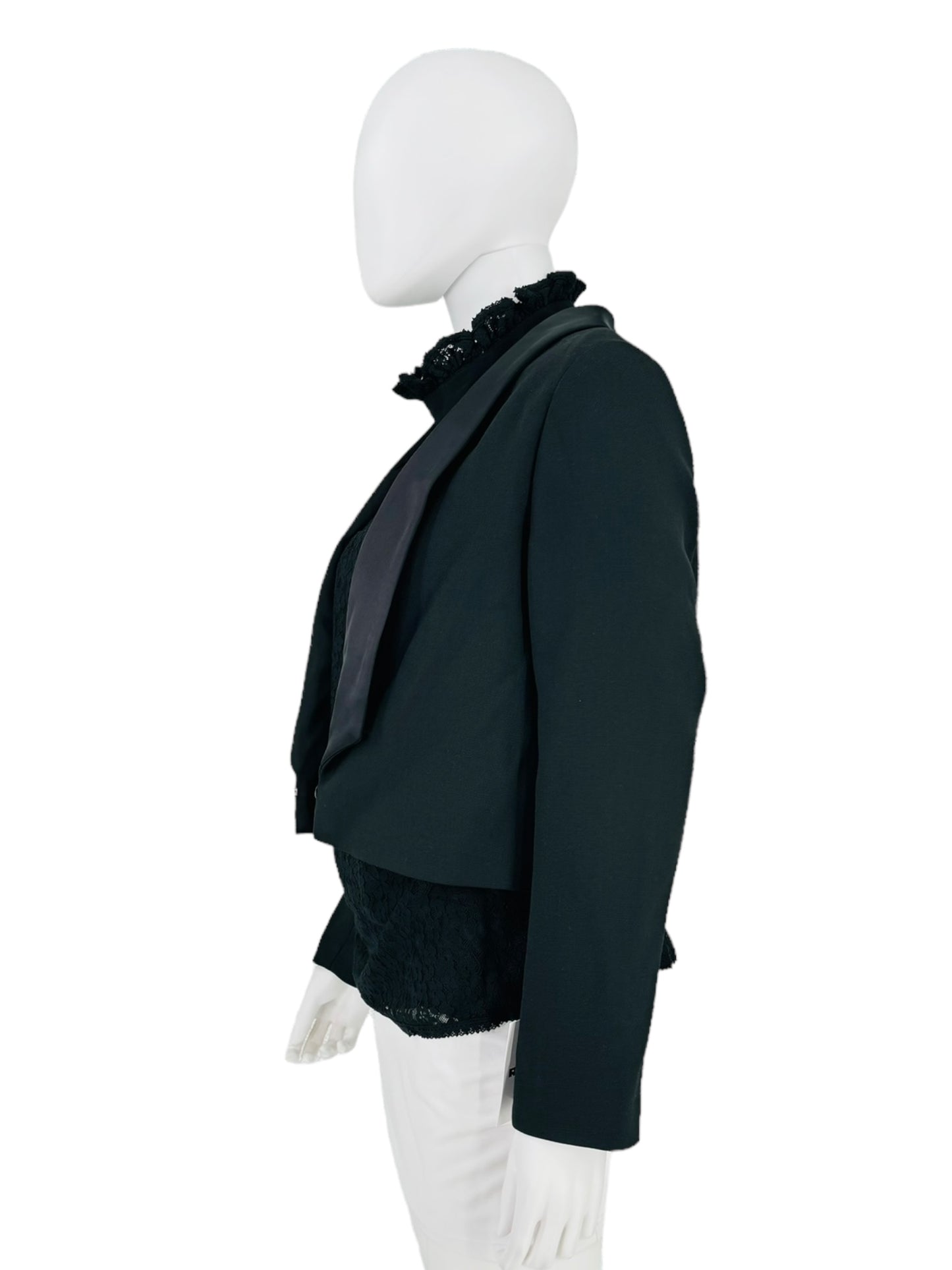 Rixo London Black Otto Cropped Tuxedo Jacket