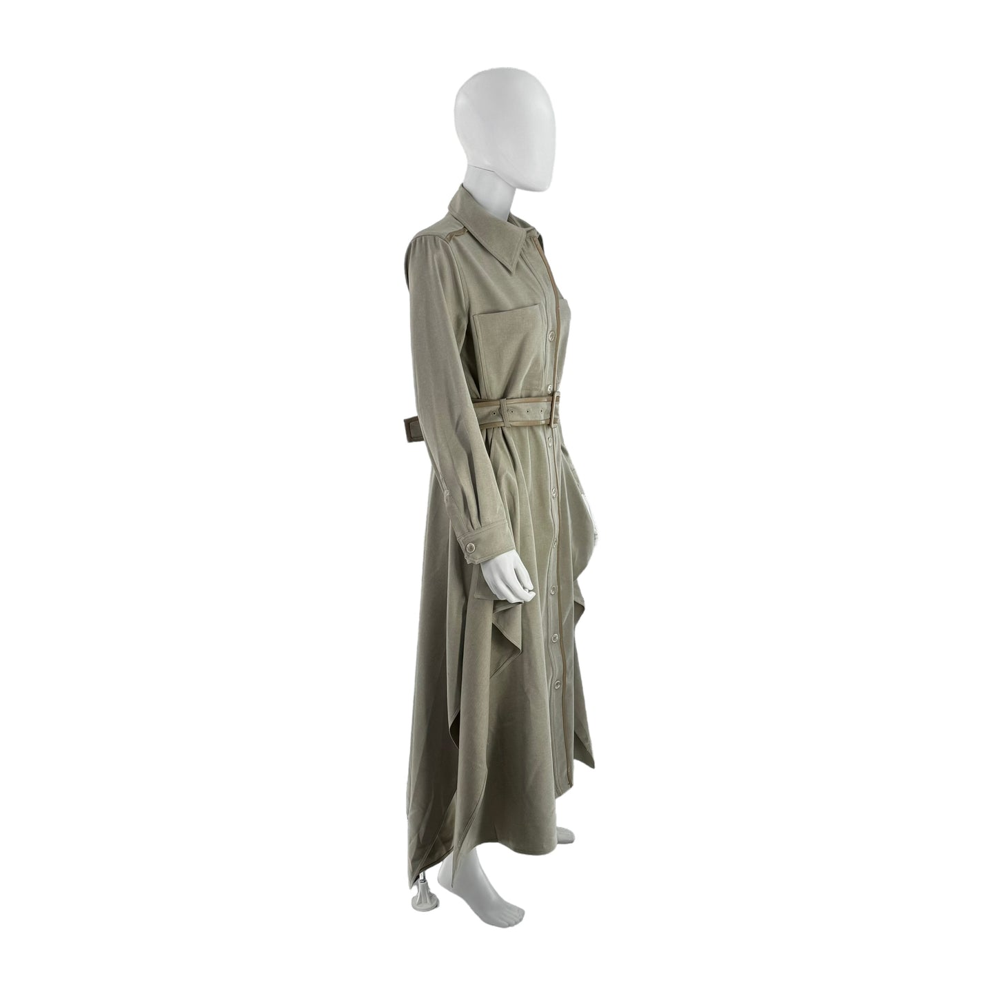 Tuckernuck Sage Green Faux Leather Trim Maxi Dress