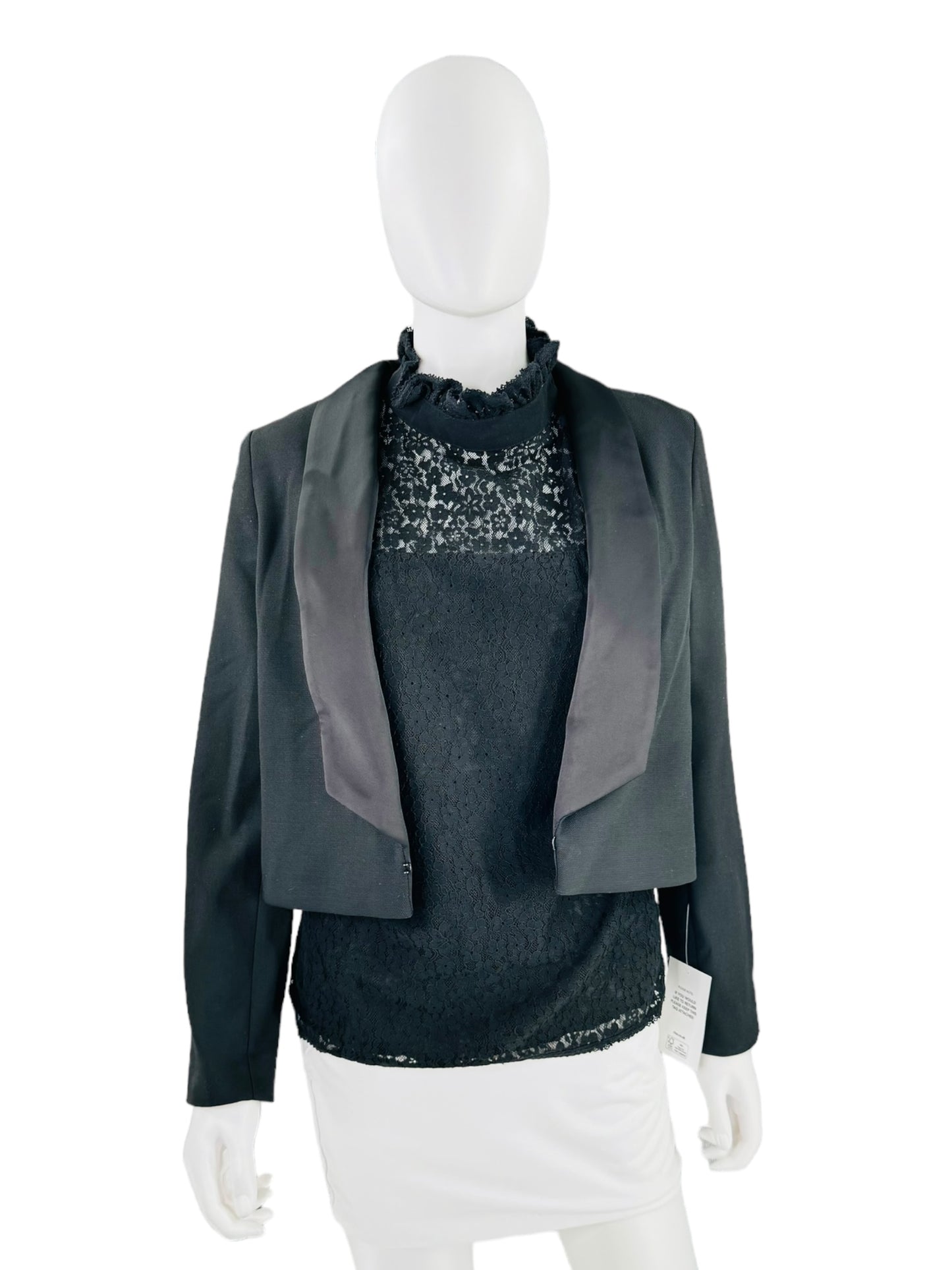 Rixo London Black Otto Cropped Tuxedo Jacket
