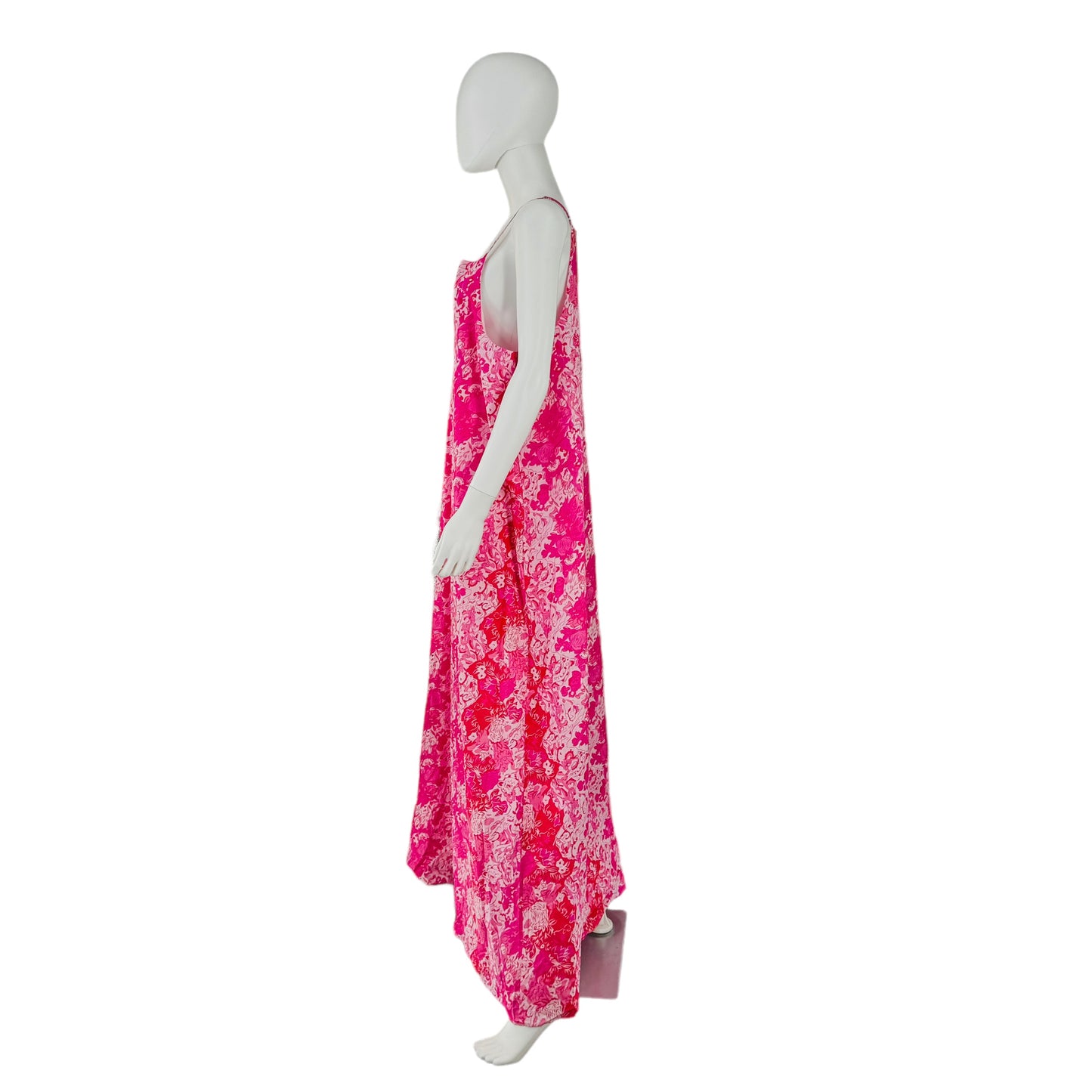 Hyacinth House Pink and Red Boho Floral High Neck Maxi Dress