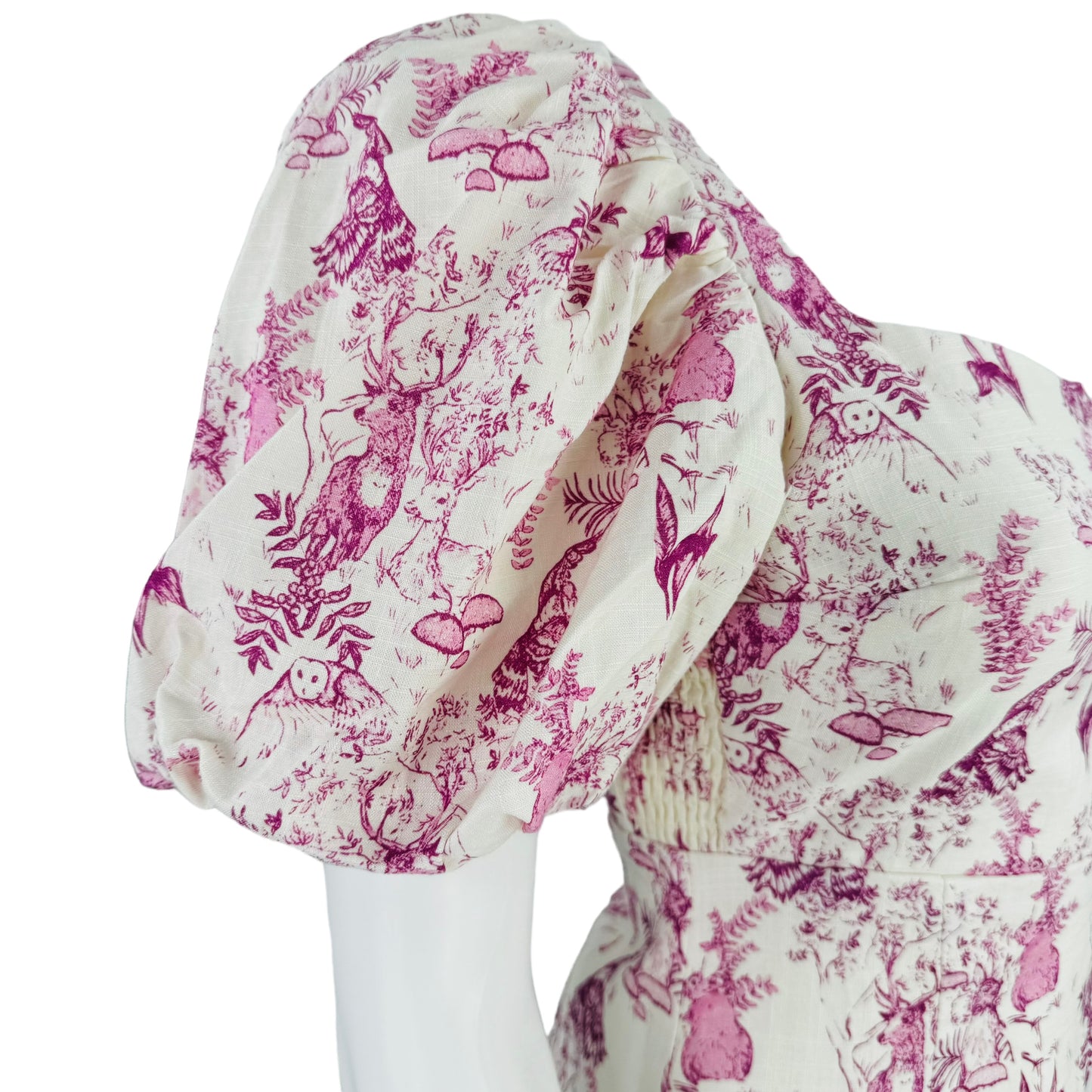 Hyacinth House Pink and White Woodland Wilma Midi Dress