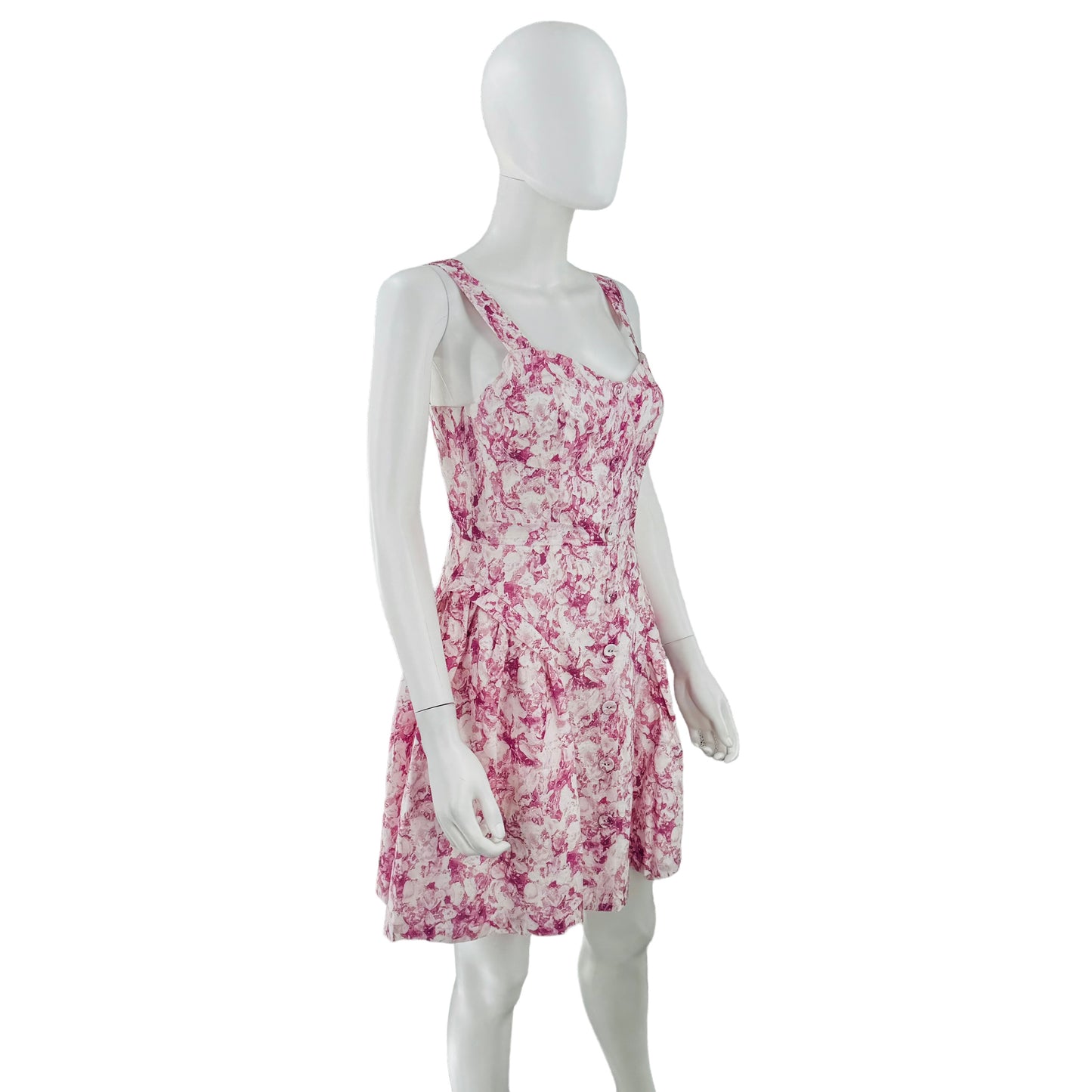 Hyacinth House Pink Abstract Floral Rosemary Drop Waist Mini Dress