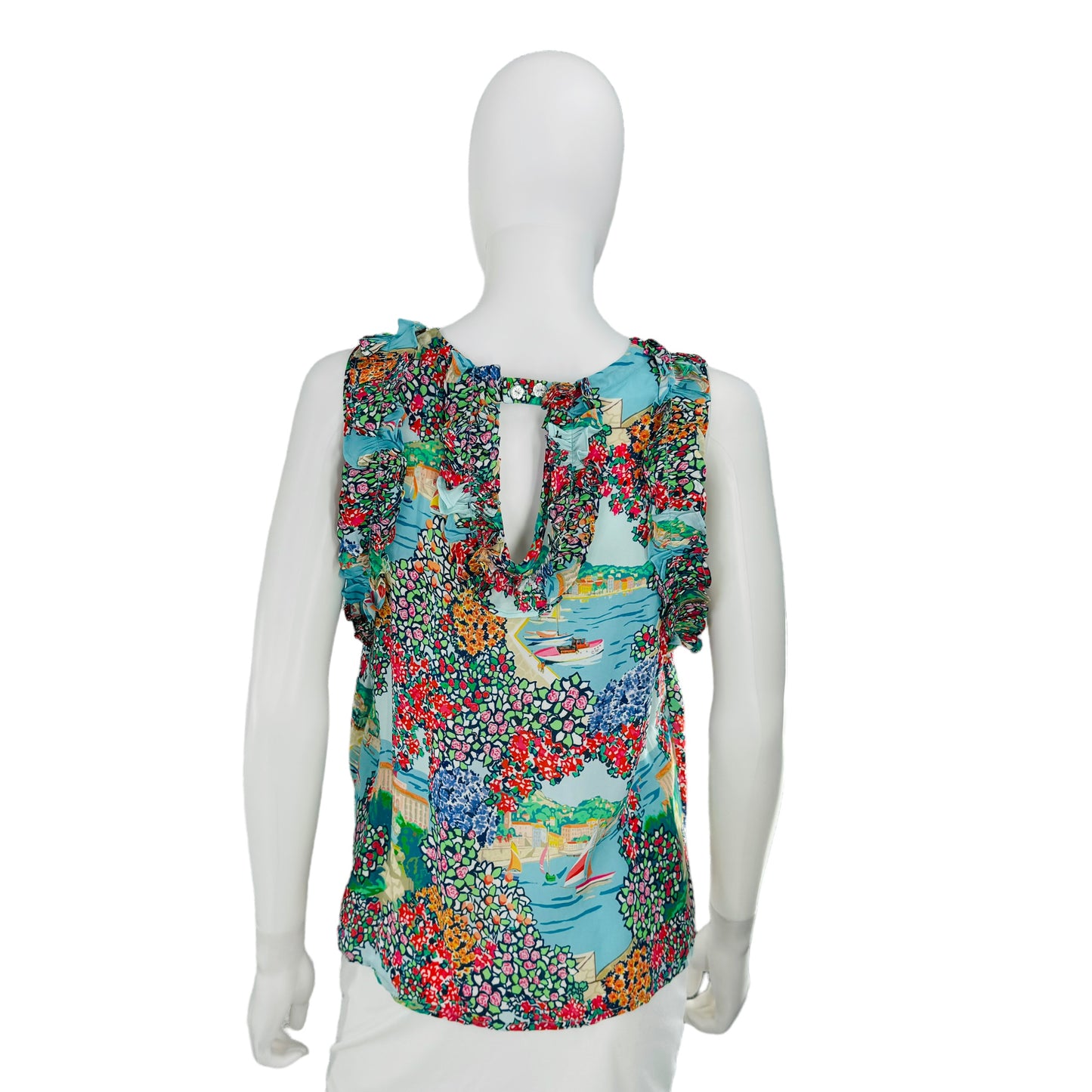 Cartolina Nantucket Exclusive Portofino Print Amanda Sleeveless Colorful Top
