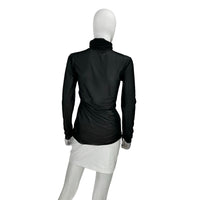 Ganni Black Mesh Long Sleeve Turtleneck Top