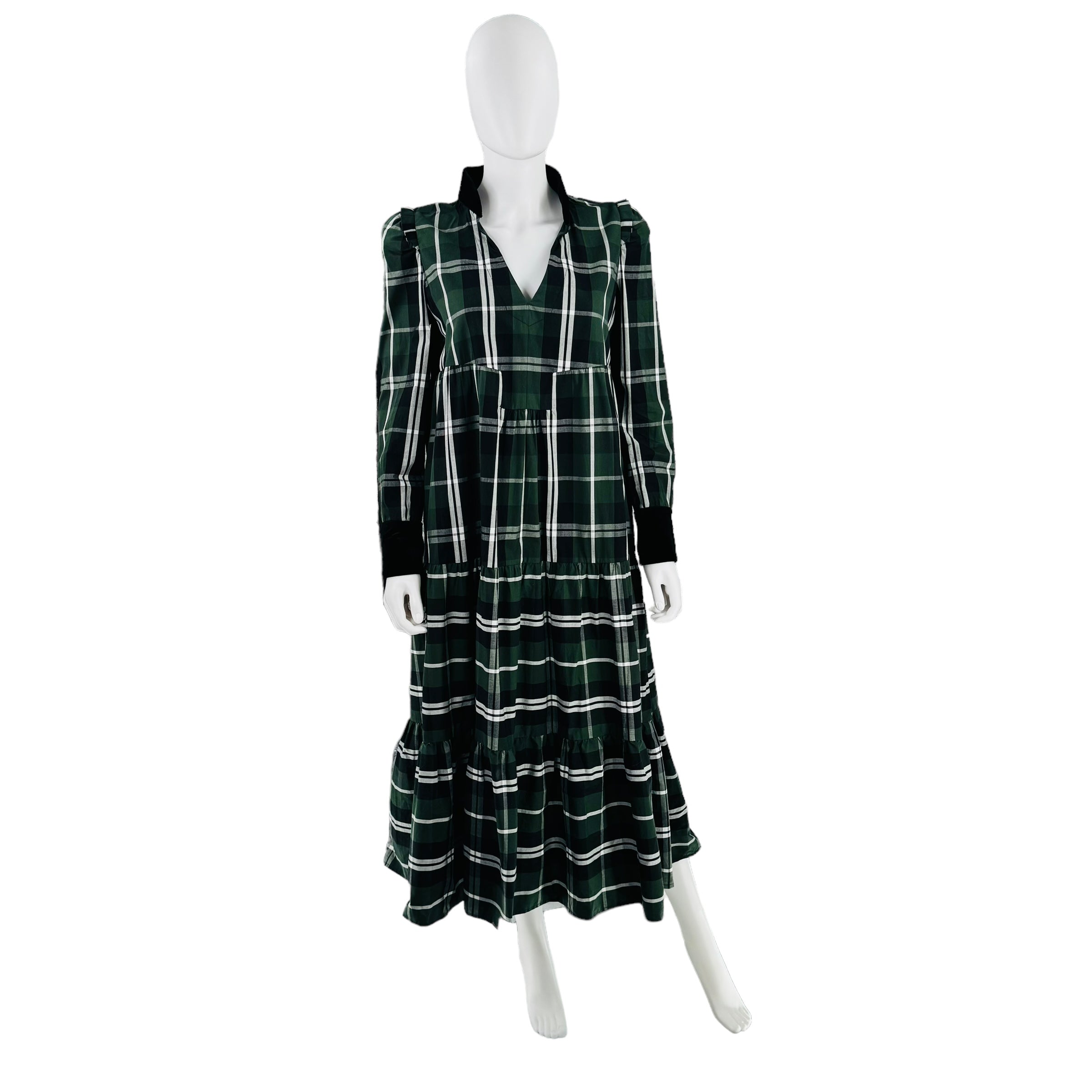 Tuckernuck Bristol Green Plaid Tartan Midi Dress