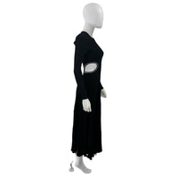 Moon River Black Cut Out Long Sleeve Ribbed Midi Dress