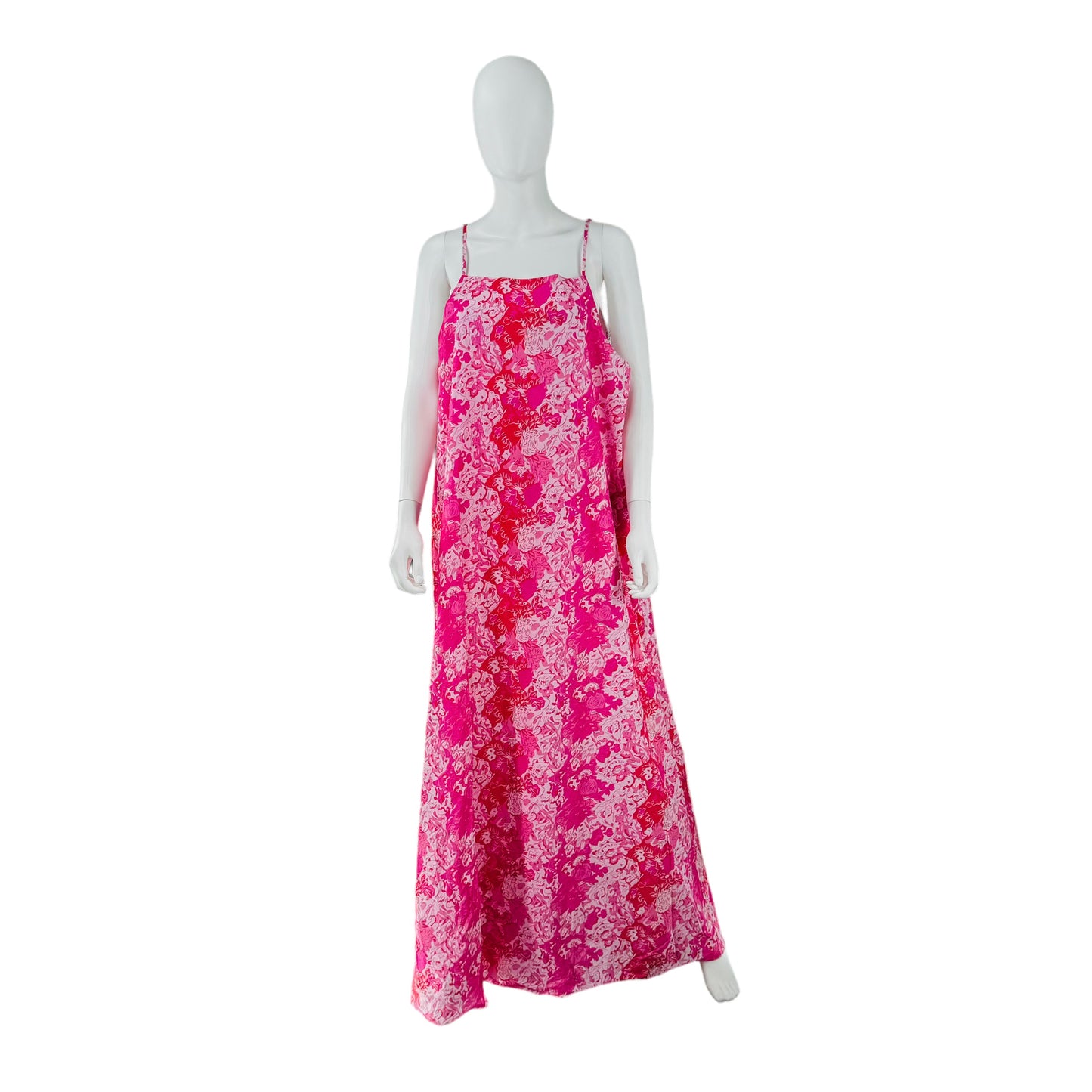 Hyacinth House Pink and Red Boho Floral High Neck Maxi Dress