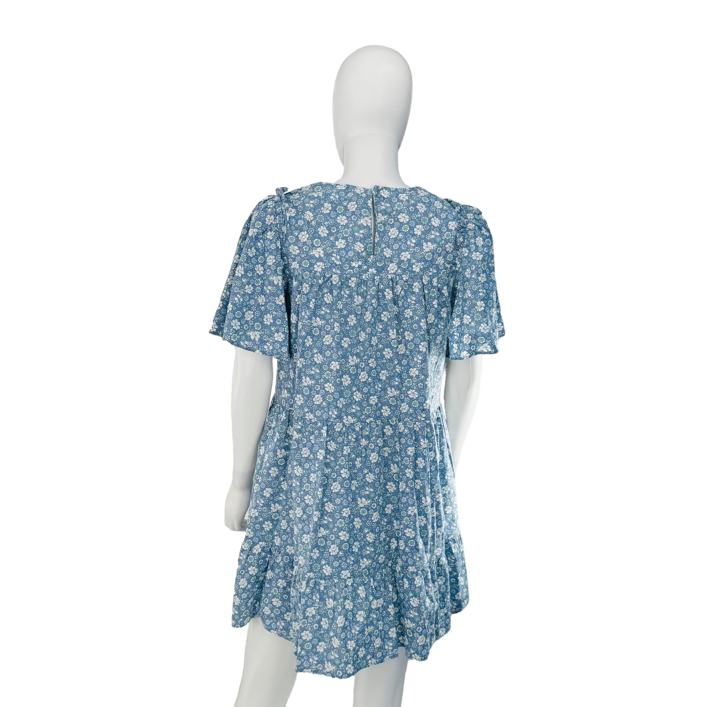 Hyacinth House Slate Blue Short Sleeve Floral Mini Dress