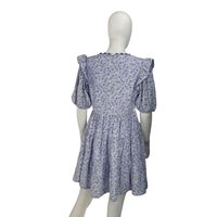 Hyacinth House Purple Micro Floral Print Puff Sleeve Mini Dress