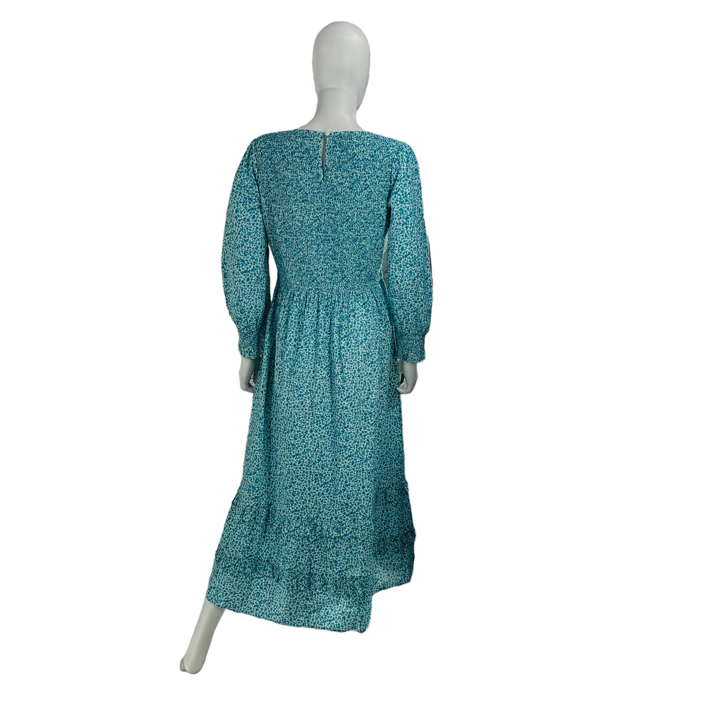 Pink City Prints Blue Isabel V Neck Dress Ocean Ditsy Flower Maxi Dress
