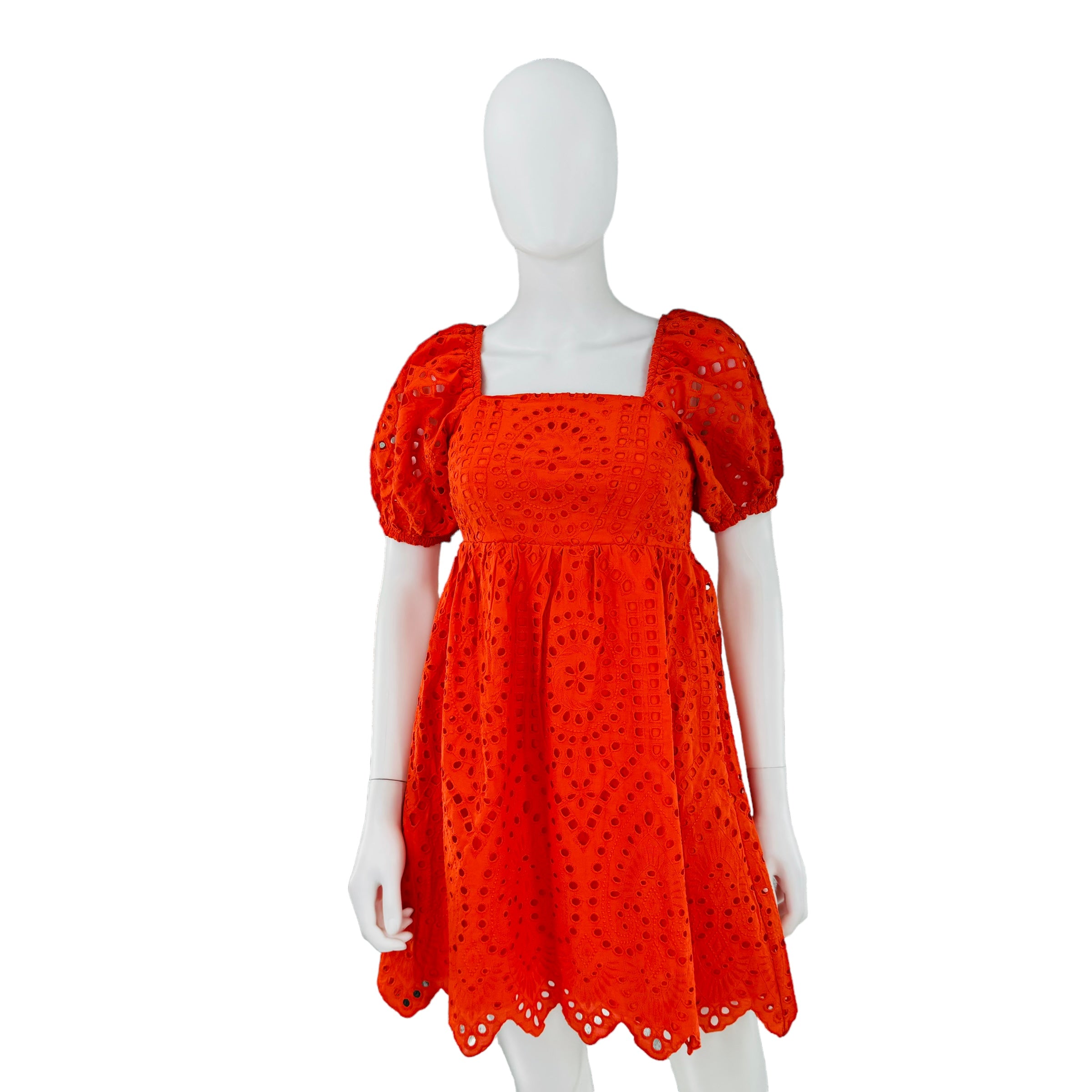 Hyacinth House Orange Eyelet Clara Short Sleeve Mini Dress