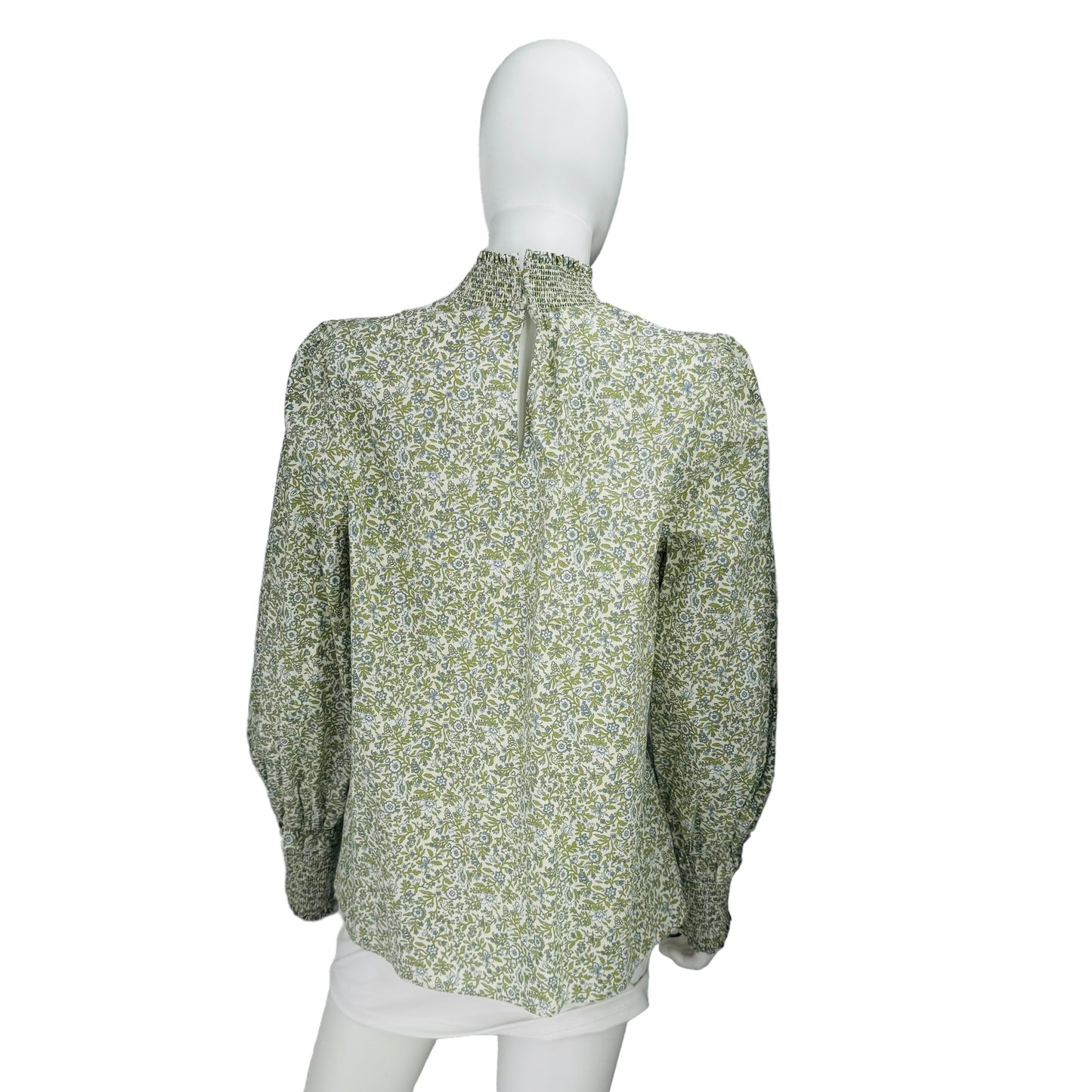 Hyacinth House Sage Floral Mock Neck Long Sleeve Blouse