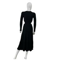 Moon River Black Cut Out Long Sleeve Ribbed Midi Dress
