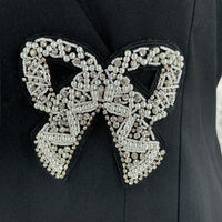 Hyacinth House Beaded Bow Amal Black Mini Dress