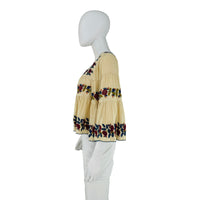 Sea New York Nan Silk Embroidery Beige Relaxed Fit Blouse