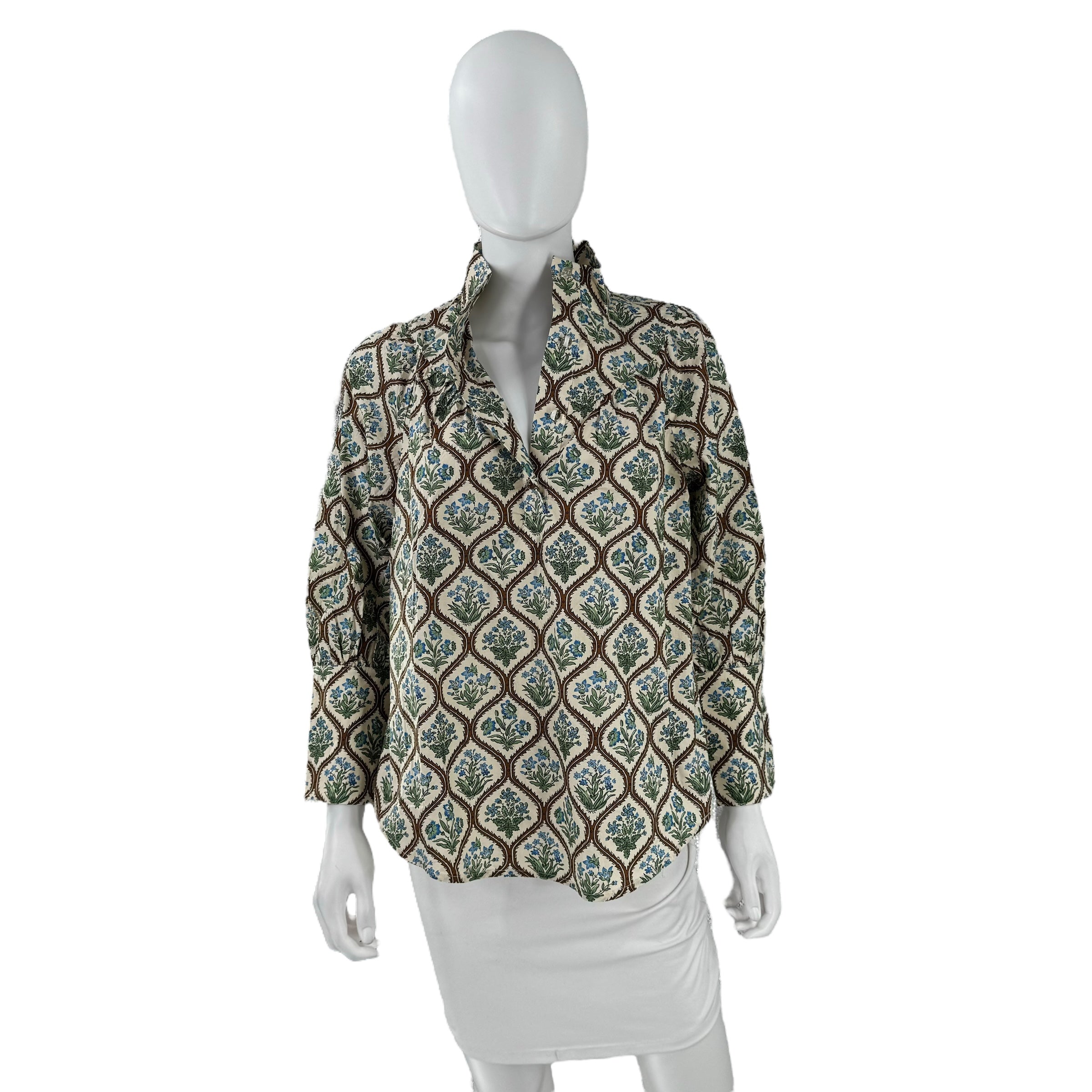 Tuckernuck Mandarin Collar Corrigan Collared Long Sleeve Blouse