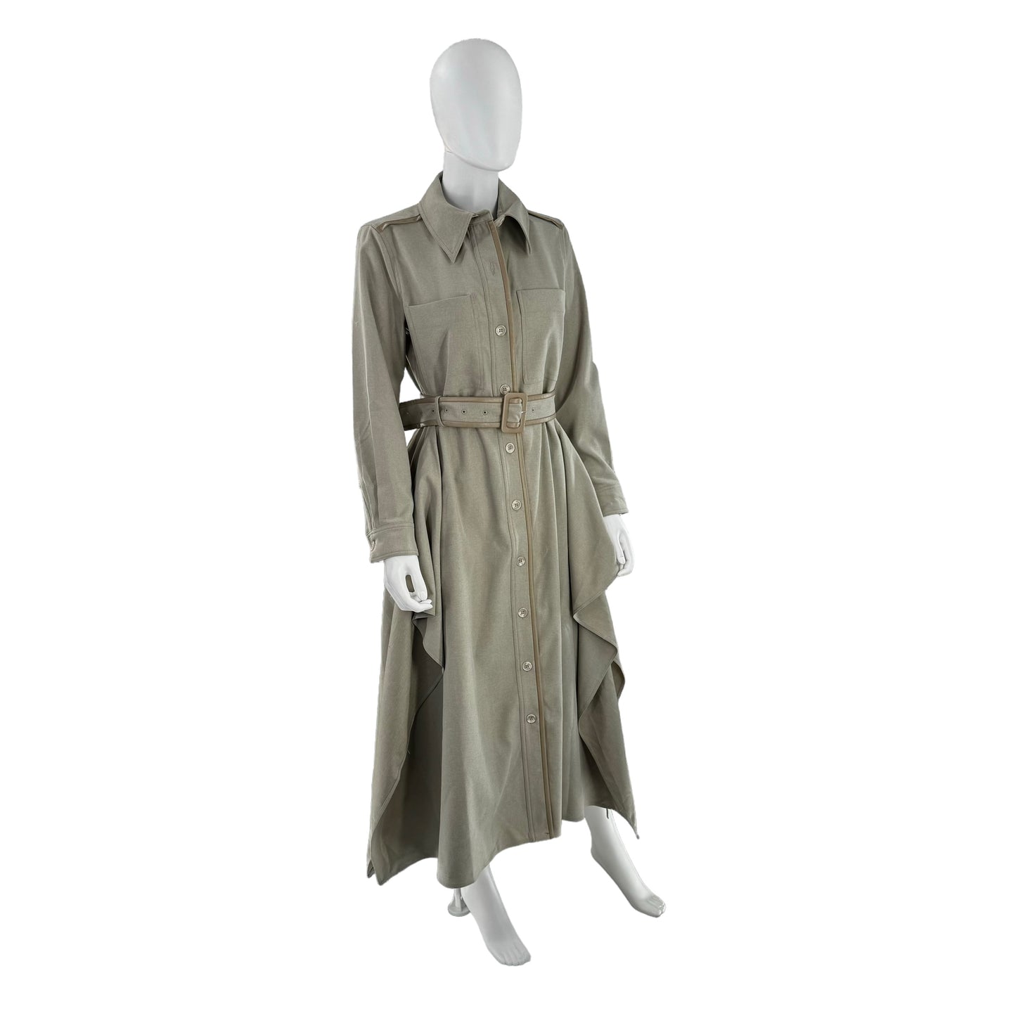Tuckernuck Sage Green Faux Leather Trim Maxi Dress