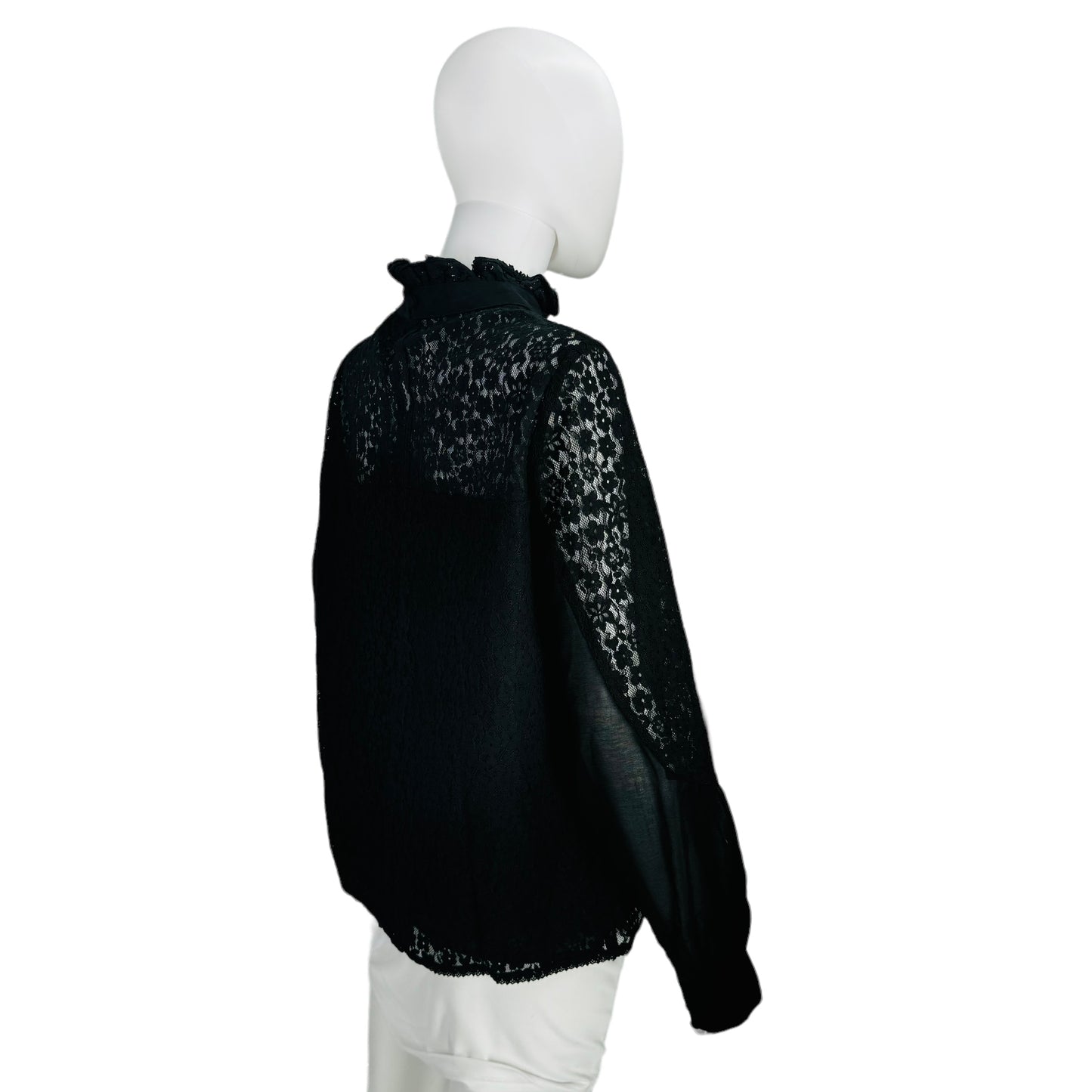 Tuckernuck Black Lace Rosalee Long Sleeve Blouse
