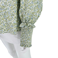 Hyacinth House Sage Floral Mock Neck Long Sleeve Blouse
