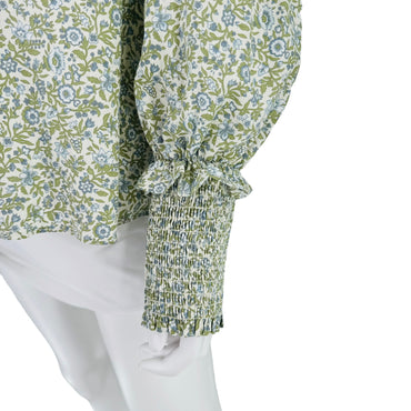 Hyacinth House Sage Floral Mock Neck Long Sleeve Blouse