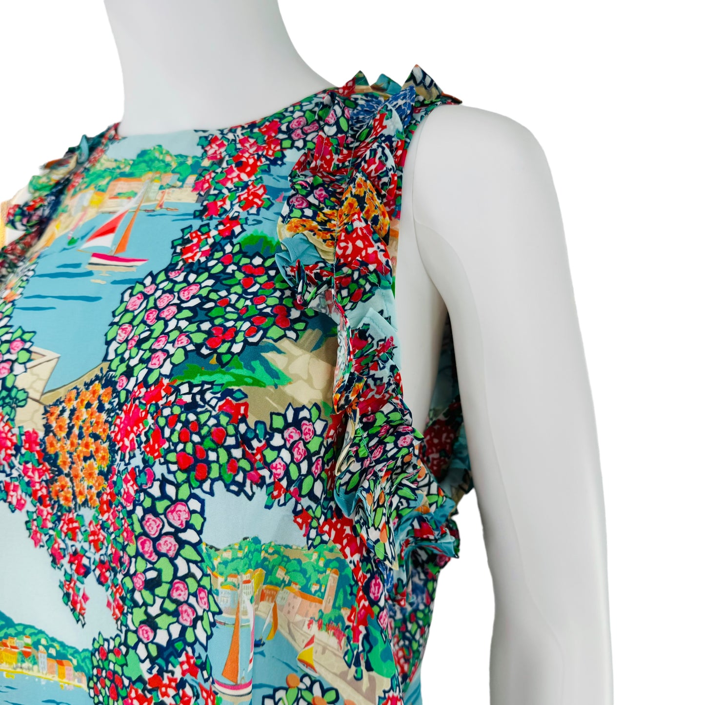 Cartolina Nantucket Exclusive Portofino Print Amanda Sleeveless Colorful Top