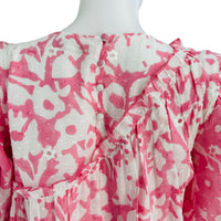 Ash & Eden Pink Milena Floral Swiss Dot Asymmetric Schiffli Mini Dress