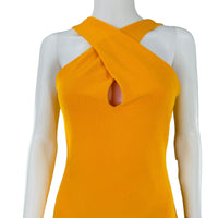 Saylor Leyna Mango Gold Fringe Halter Mini Dress